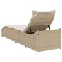 Tumbona plegable con cojín y espacio beige ratán sintético de , Tumbonas - Ref: Foro24-4104224, Precio: 247,76 €, Descuento: %