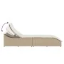 Tumbona plegable con cojín y espacio beige ratán sintético de , Tumbonas - Ref: Foro24-4104224, Precio: 247,76 €, Descuento: %
