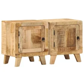 Mesilla de noche 2 uds 40x32x46 cm madera mango rugosa de , Mesitas de noche - Ref: Foro24-4104508, Precio: 206,46 €, Descuen...