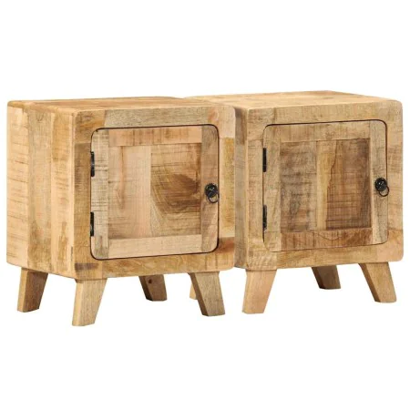 Mesilla de noche 2 uds 40x32x46 cm madera mango rugosa de , Mesitas de noche - Ref: Foro24-4104508, Precio: 206,46 €, Descuen...