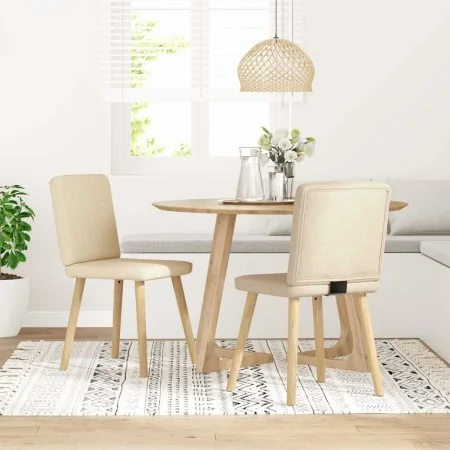 Sillas de comedor 2 unidades tela color crema de , Sillas de comedor - Ref: Foro24-4101204, Precio: 102,68 €, Descuento: %
