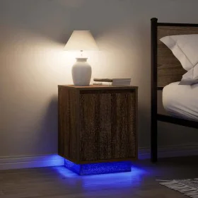 Mesillas de noche con luces LED 2 uds roble marrón 38x34x50 cm de , Mesitas de noche - Ref: Foro24-861278, Precio: 85,90 €, D...