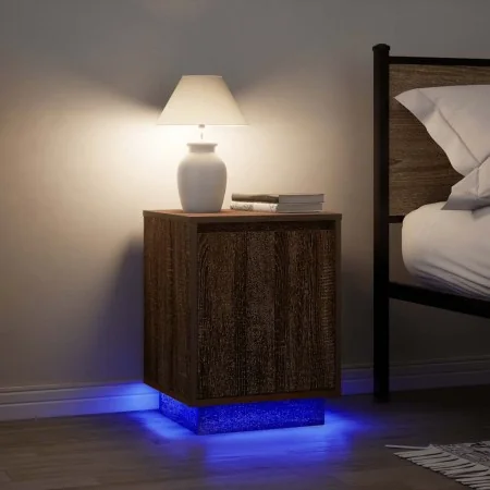 Bedside tables with LED lights 2 units brown oak 38x34x50 cm by , Nightstands - Ref: Foro24-861278, Price: 85,90 €, Discount: %