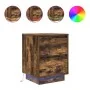 Mesillas de noche con luces LED 2 uds roble ahumado 38x34x50 cm de , Mesitas de noche - Ref: Foro24-861292, Precio: 97,99 €, ...