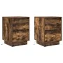 Mesillas de noche con luces LED 2 uds roble ahumado 38x34x50 cm de , Mesitas de noche - Ref: Foro24-861292, Precio: 97,99 €, ...