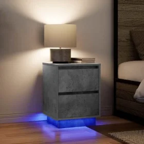 Mesitas de noche con luces LED 2 uds gris hormigón 38x34x50 cm de , Mesitas de noche - Ref: Foro24-861290, Precio: 99,75 €, D...