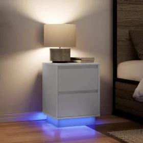 Mesillas de noche con luces LED 2 uds blanco 38x34x50 cm de , Mesitas de noche - Ref: Foro24-861284, Precio: 100,25 €, Descue...