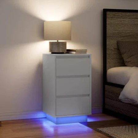 Mesilla de noche con luces LED blanca 38x34x65 cm by , Nightstands - Ref: Foro24-861301, Price: 74,22 €, Discount: %