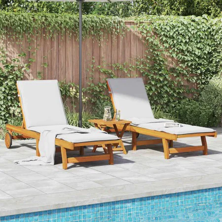 Tumbonas con mesa 2 unidades madera maciza de acacia von , Liegen - Ref: Foro24-3325205, Preis: 370,42 €, Rabatt: %