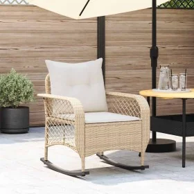 Silla mecedora de jardín con cojines ratán sintético beige de , Sillas de jardín - Ref: Foro24-4104197, Precio: 118,24 €, Des...