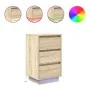 Mesilla de noche con luces LED roble sonoma 38x34x65 cm de , Mesitas de noche - Ref: Foro24-861303, Precio: 70,79 €, Descuent...