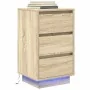 Mesilla de noche con luces LED roble sonoma 38x34x65 cm de , Mesitas de noche - Ref: Foro24-861303, Precio: 70,79 €, Descuent...