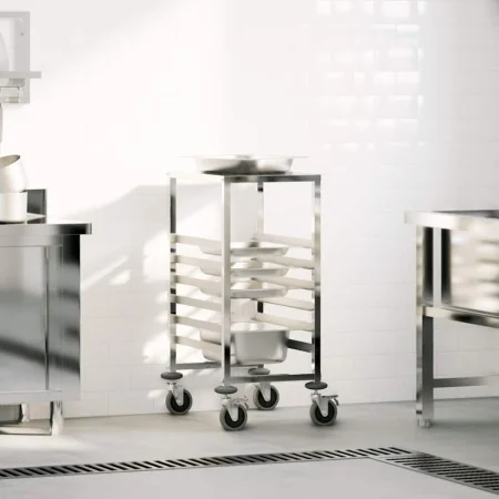 Carro con bandejas y 6 contenedores GN 39x55x87 cm de , Carros de cocina y comedor - Ref: Foro24-4108073, Precio: 104,52 €, D...