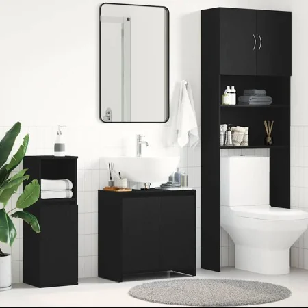Armario de baño madera contrachapada negro roble 60x33x60 cm de , Muebles de baño - Ref: Foro24-862508, Precio: 56,99 €, Desc...