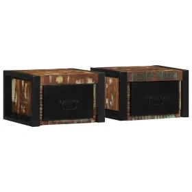 Mesillas de noche multicolor 2 uds 40x35x25 cm madera reciclada de , Mesitas de noche - Ref: Foro24-4015948, Precio: 127,24 €...