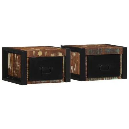 Mesillas de noche multicolor 2 uds 40x35x25 cm madera reciclada de , Mesitas de noche - Ref: Foro24-4015948, Precio: 127,24 €...
