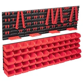 Kit de cajas de almacenaje 136 pzas paneles de pared rojo/negro de , Armarios para herramientas - Ref: Foro24-150815, Precio:...