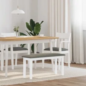 Banco 90 cm madera maciza caucho blanco de , Bancos de comedor y cocina - Ref: Foro24-4102597, Precio: 67,77 €, Descuento: %