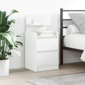 White bedside table with 2 drawers 38x34x80 cm by , Nightstands - Ref: Foro24-861355, Price: 55,21 €, Discount: %