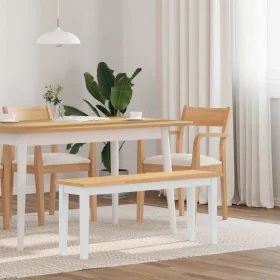 Banco 110 cm madera maciza caucho blanco de , Bancos de comedor y cocina - Ref: Foro24-4102607, Precio: 78,82 €, Descuento: %