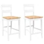 Taburetes de bar 2 uds madera maciza blanca caucho de , Taburetes de cocina - Ref: Foro24-4102560, Precio: 134,76 €, Descuent...