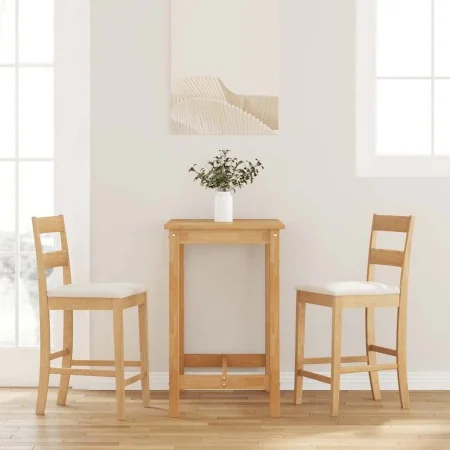 Taburetes de bar con cojines 2 uds madera maciza natural caucho de , Taburetes de cocina - Ref: Foro24-4102557, Precio: 135,1...