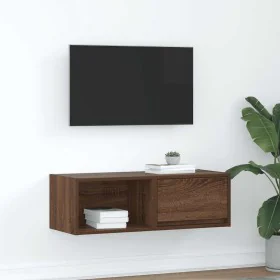 Mueble de TV madera contrachapada roble marrón 80x31x25,5 cm de , Muebles TV - Ref: Foro24-861466, Precio: 49,04 €, Descuento: %