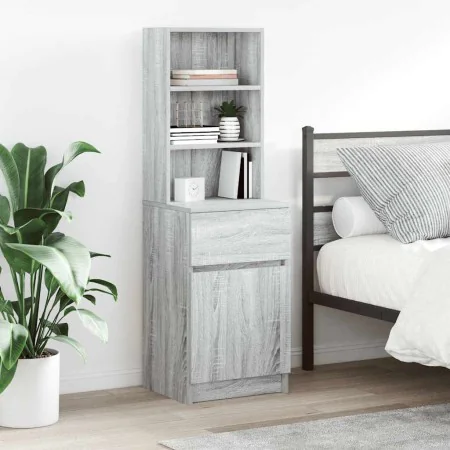 Mesilla de noche gris Sonoma 39x35x125 cm madera de ingeniería de , Mesitas de noche - Ref: Foro24-861315, Precio: 77,65 €, D...