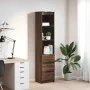 Aparador alto roble marrón 37,5x35x180 cm madera de ingeniería de , Aparadores - Ref: Foro24-861667, Precio: 98,01 €, Descuen...