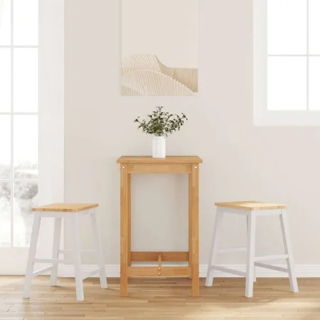 Barhocker 2 Stück Massivholz Weißgummi von , Küchenhocker - Ref: Foro24-4102581, Preis: 106,66 €, Rabatt: %