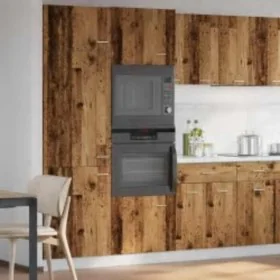 Armario de microondas madera ingeniería envejecida 60x57x207 cm de , Armarios de cocina - Ref: Foro24-3334023, Precio: 181,40...