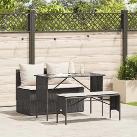Set comedor de jardín 3 pzas con cojines ratán sintético negro de , Conjuntos de jardín - Ref: Foro24-4104181, Precio: 265,45...