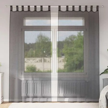 Cortinas de gasa con bolsillos para varillas 2 uds. negro by , Curtains and curtains - Ref: Foro24-4102169, Price: 14,65 €, D...