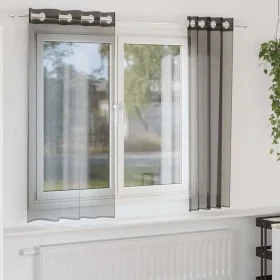 Cortinas de gasa con ojales 2 uds negro 140x140 cm de , Cortinas y visillos - Ref: Foro24-4102059, Precio: 13,23 €, Descuento: %
