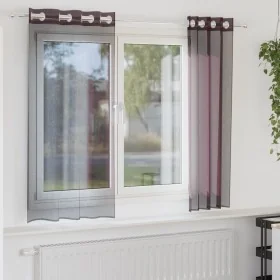 Cortinas de gasa con ojales 2 uds morado 140x140 cm de , Cortinas y visillos - Ref: Foro24-4102101, Precio: 13,46 €, Descuent...