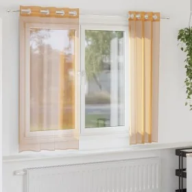 Cortinas de gasa con ojales 2 uds naranja 140x175 cm de , Cortinas y visillos - Ref: Foro24-4102090, Precio: 13,89 €, Descuen...