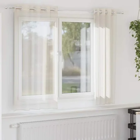 Cortinas de gasa con ojales 2 uds crema 140x140 cm de , Cortinas y visillos - Ref: Foro24-4102071, Precio: 13,30 €, Descuento: %