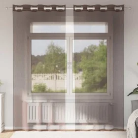 Cortinas de gasa con ojales 2 uds marrón 140x225 cm de , Cortinas y visillos - Ref: Foro24-4102067, Precio: 14,79 €, Descuent...