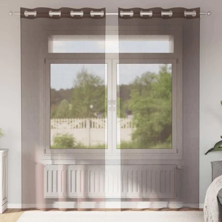 Cortinas de gasa con ojales 2 uds marrón 140x225 cm de , Cortinas y visillos - Ref: Foro24-4102067, Precio: 14,79 €, Descuent...