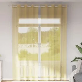 Cortinas de gasa con ojales 2 uds amarillo de , Cortinas y visillos - Ref: Foro24-4102136, Precio: 15,92 €, Descuento: %