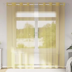 Cortinas de gasa con ojales 2 uds amarillo de , Cortinas y visillos - Ref: Foro24-4102134, Precio: 15,39 €, Descuento: %