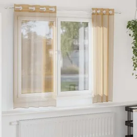 Cortinas de gasa con ojales 2 uds arena de , Cortinas y visillos - Ref: Foro24-4102120, Precio: 14,11 €, Descuento: %