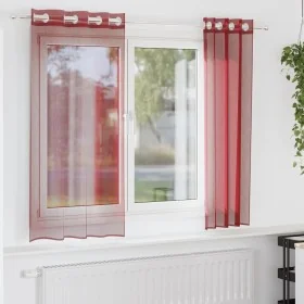 Cortinas de gasa con ojales 2 uds rojo vino de , Cortinas y visillos - Ref: Foro24-4102155, Precio: 13,23 €, Descuento: %