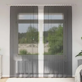 Cortinas de gasa con trabillas 2 uds. negro de , Cortinas y visillos - Ref: Foro24-4102258, Precio: 14,28 €, Descuento: %