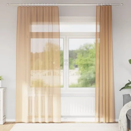 Cortinas de gasa con trabillas 2 uds arena 140x245 cm de , Cortinas y visillos - Ref: Foro24-4102309, Precio: 14,92 €, Descue...