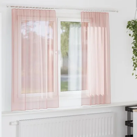 Cortinas de gasa con trabillas 2 uds rosa 140x175 cm de , Cortinas y visillos - Ref: Foro24-4102287, Precio: 13,65 €, Descuen...