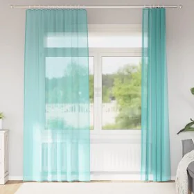 Cortinas de gasa con trabillas 2 uds turquesa 140x225 cm de , Cortinas y visillos - Ref: Foro24-4102328, Precio: 16,48 €, Des...