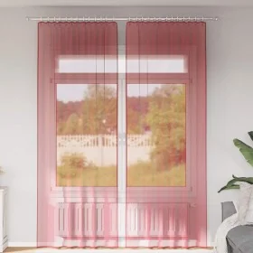 Cortinas de gasa con trabillas 2 uds rojo vino 140x260 cm de , Cortinas y visillos - Ref: Foro24-4102340, Precio: 15,26 €, De...