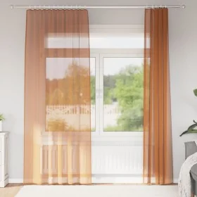 Cortinas de gasa con trabillas 2 uds terracota 140x225 cm de , Cortinas y visillos - Ref: Foro24-4102323, Precio: 14,59 €, De...