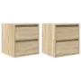Mesillas de noche de pared 2 uds roble Sonoma 38x34x40 cm de , Mesitas de noche - Ref: Foro24-861252, Precio: 81,63 €, Descue...